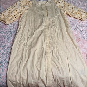 H&M Cream Mini Dress with Embroidered Sleeves